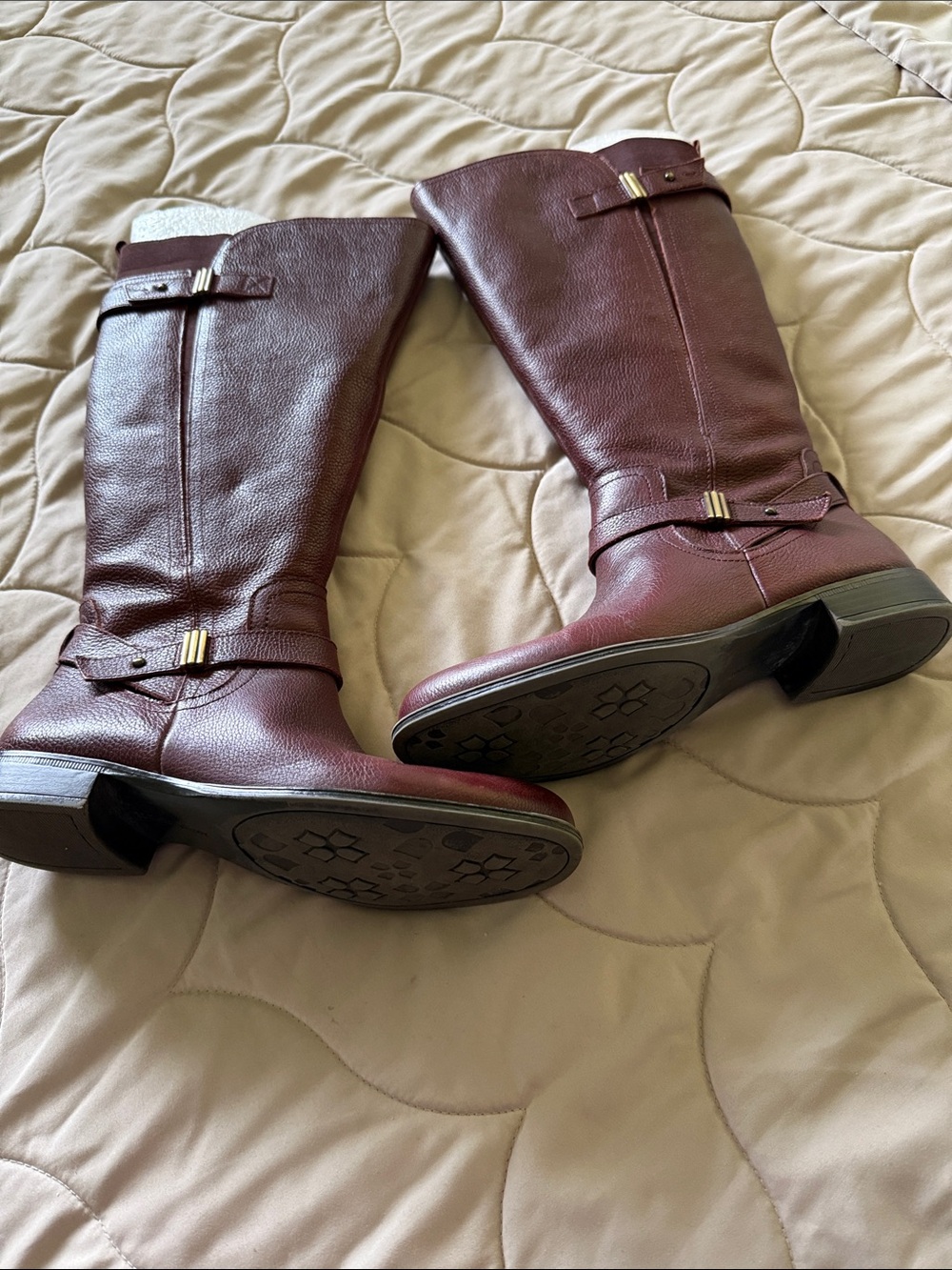 Naturalizer Wine Colored, Wide-Calf, Tall Leather Riding Boots